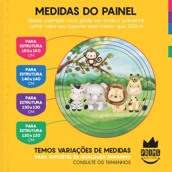 Painel Redondo 3D Safari Tecido Sublimado - Image 4