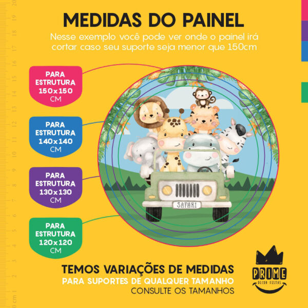Painel Redondo 3D Safari Tecido Sublimado - Image 4
