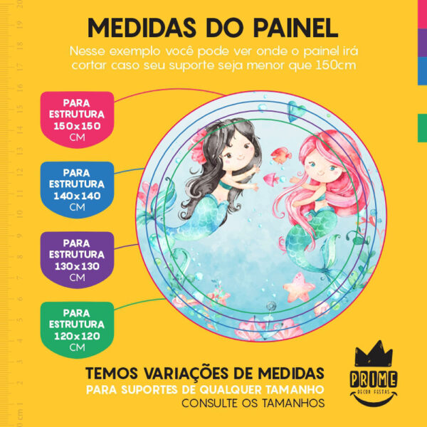 Painel Redondo 3D Sereia Tecido Sublimado - Image 4