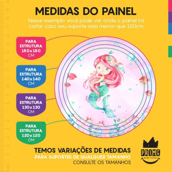 Painel Redondo 3D Sereia Tecido Sublimado - Image 4