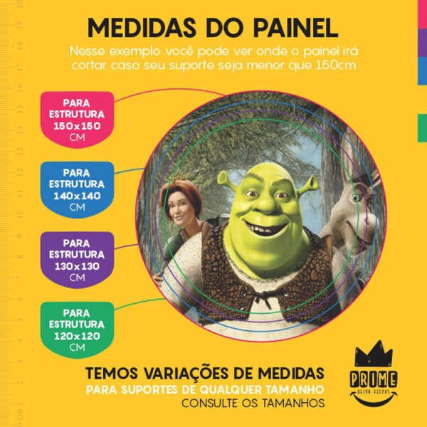 Painel Redondo 3D Shrek Tecido Sublimado - Image 4