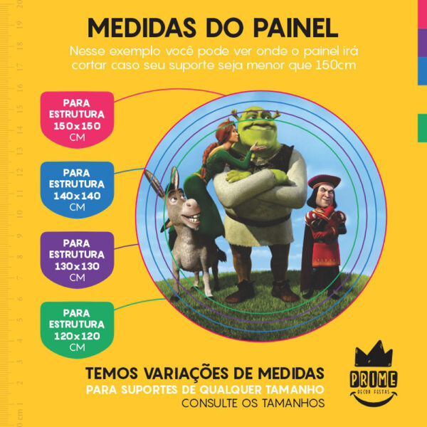Painel Redondo 3D Shrek Tecido Sublimado - Image 4