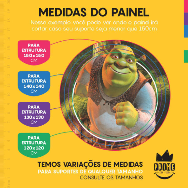 Painel Redondo 3D Shrek Tecido Sublimado - Image 4