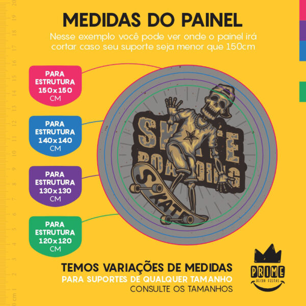 Painel Redondo 3D Skate Tecido Sublimado - Image 4