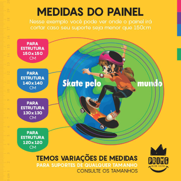 Painel Redondo 3D Skate Tecido Sublimado - Image 4