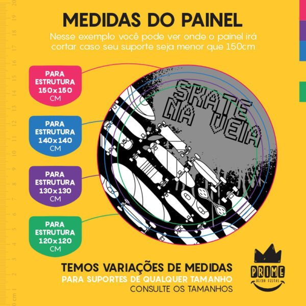 Painel Redondo 3D Skate Tecido Sublimado - Image 4