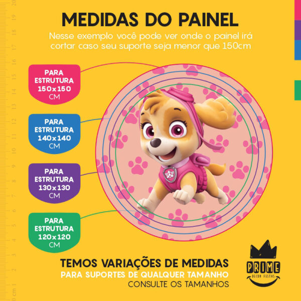 Painel Redondo 3D Skye Patrulha Canina Tecido Sublimado - Image 4