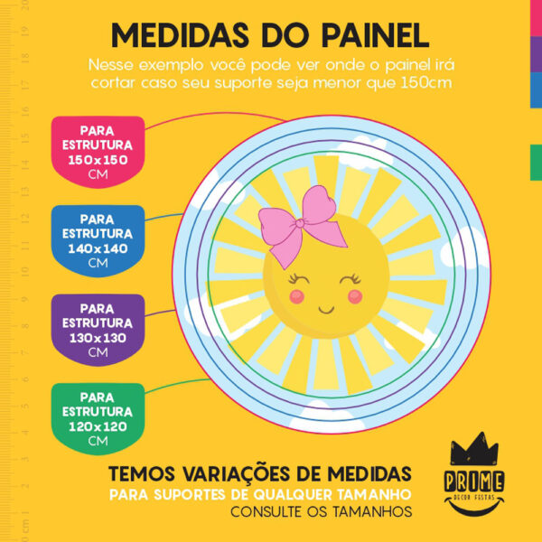 Painel Redondo 3D Sol Cute Tecido Sublimado - Image 3