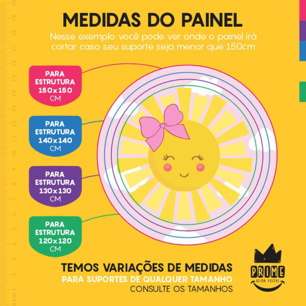 Painel Redondo 3D Sol Cute Tecido Sublimado - Image 4