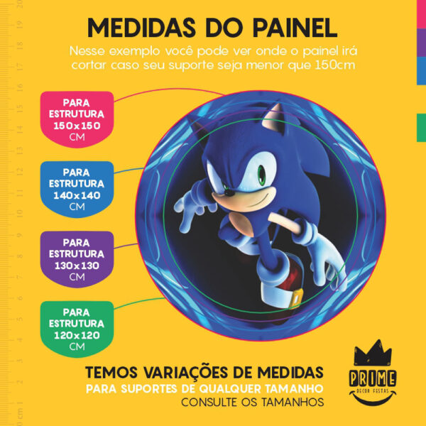 Painel Redondo 3D Sonic Tecido Sublimado - Image 4