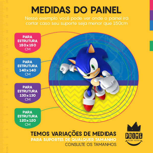Painel Redondo 3D Sonic Tecido Sublimado - Image 4