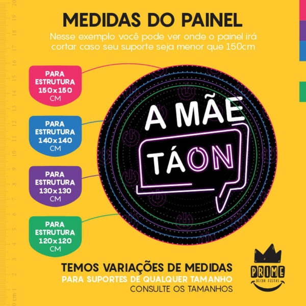 Painel Redondo 3D Mãe Ta On Tecido Sublimado - Image 4