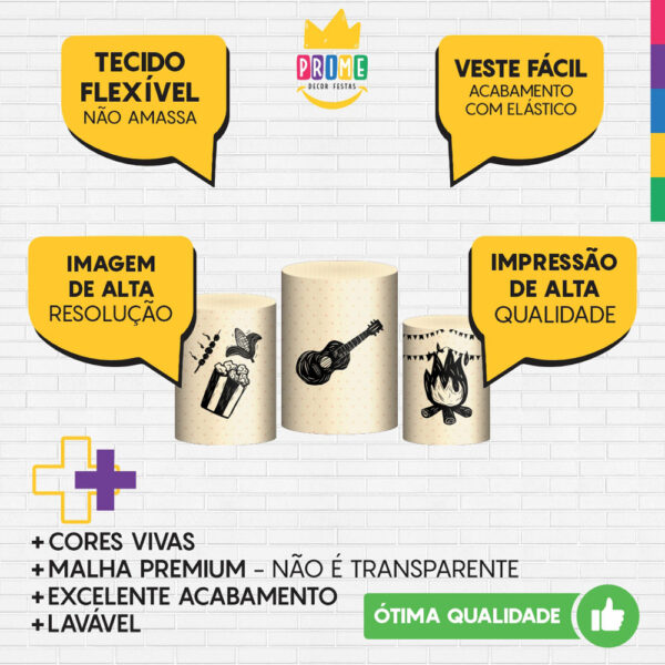 Trio Capas Cilindros Sublimado Arraiá Tecido Veste Fácil - Image 3