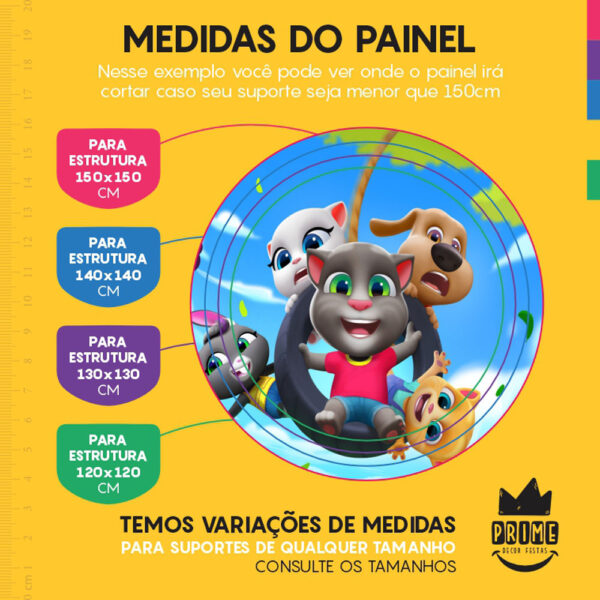 Painel Redondo 3D Tom e Seus Amigos Tecido Sublimado - Image 4