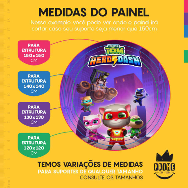 Painel Redondo 3D Tom e Seus Amigos Tecido Sublimado - Image 4