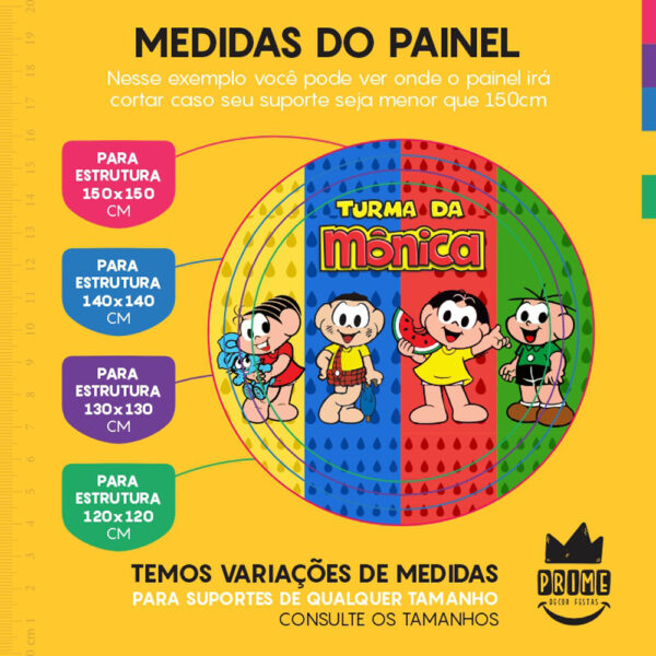 Painel Redondo 3D Turma da Monica Tecido Sublimado - Image 4