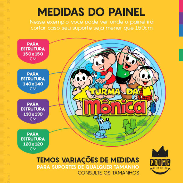 Painel Redondo 3D Turma da Monica Tecido Sublimado - Image 4