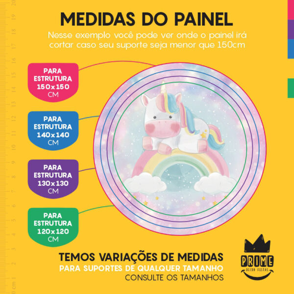 Painel Redondo 3D Unicórnio Cute Tecido Sublimado - Image 4