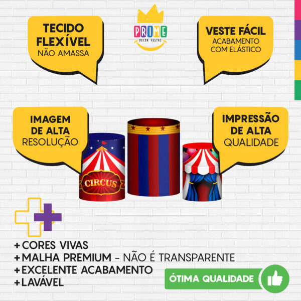 Trio Capa Cilindro Circo 3d Em Tecido Com Elástico - Image 3