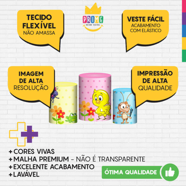 Trio Capa Cilindro Galinha Pintadinha 3d Em Tecido Com Elástico - Image 3