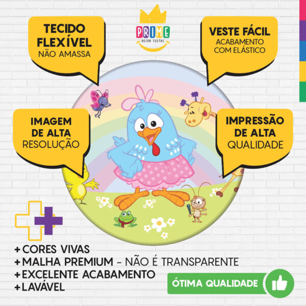 Trio Capa Cilindro + Painel Redondo 3D Galinha Pintadinha 1,50m Veste Fácil - Image 3