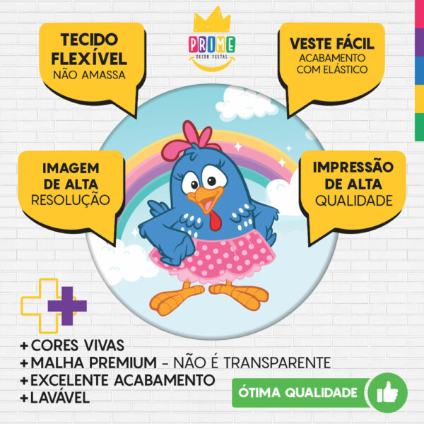 Trio Capa Cilindro + Painel Redondo 3D Galinha Pintadinha 1,50m Veste Fácil - Image 3