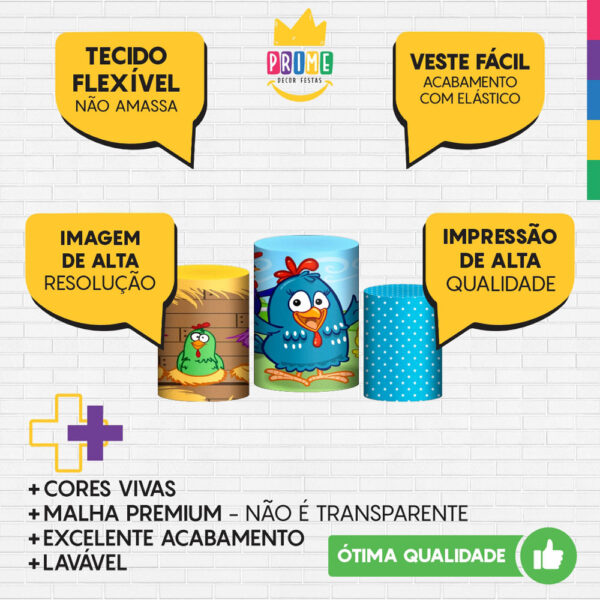 Trio Capa Cilindro Galinha Pintadinha 3d Em Tecido Com Elástico - Image 3
