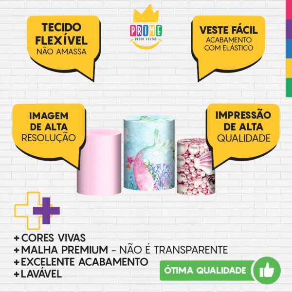 Trio Capa Cilindro Cauda de Sereia 3d Em Tecido Com Elástico - Image 3