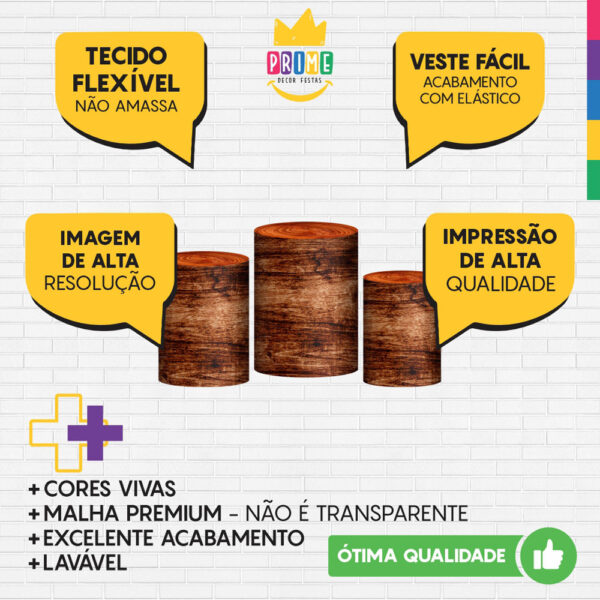 Trio Capa Cilindro Tronco 3d Em Tecido Com Elástico - Image 3