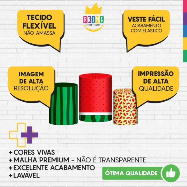 Trio Capa Cilindro Magali 3d Em Tecido Com Elástico - Image 3