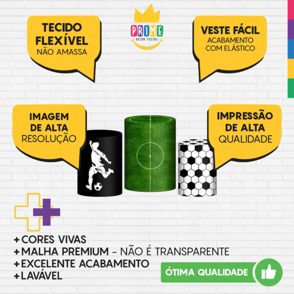 Trio Capa Cilindro Futebol 3d Em Tecido Com Elástico - Image 3