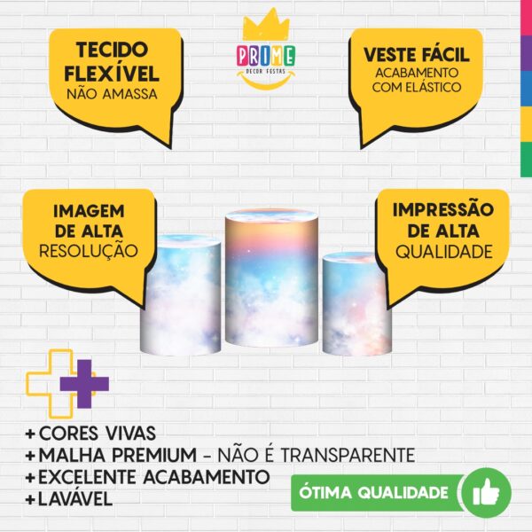 Trio Capa Cilindro Chuva De Amor 3d Em Tecido Com Elástico - Image 3