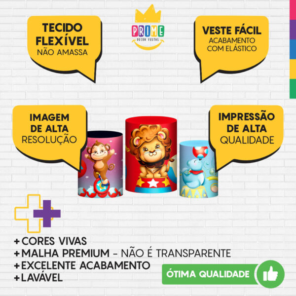 Trio Capa Cilindro Circo 3d Em Tecido Com Elástico - Image 3
