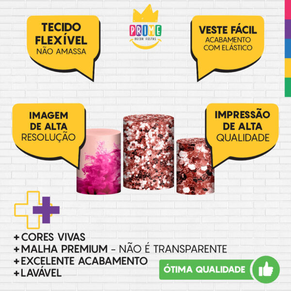 Trio Capa Cilindro Maquiagem 3d Em Tecido Com Elástico - Image 3