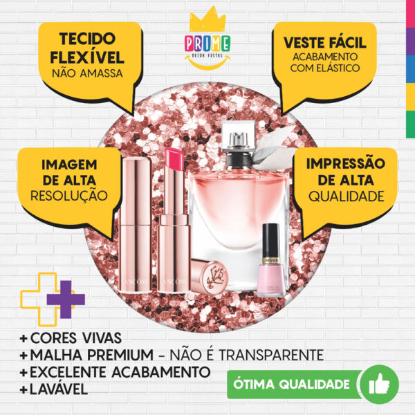 Trio Capa Cilindro + Painel Redondo 3D Maquiagem 1,50m Veste Fácil - Image 3
