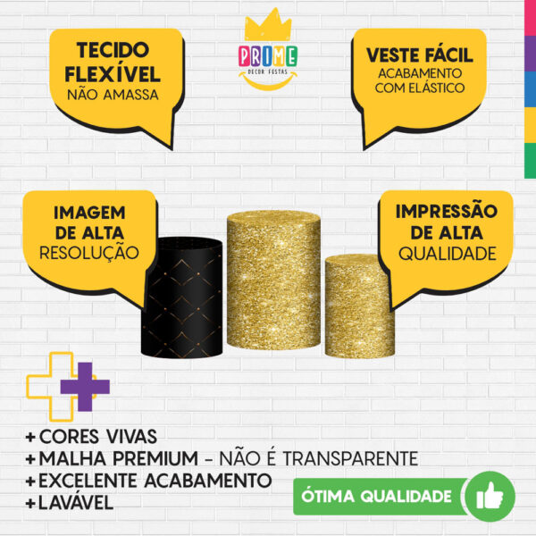 Trio Capa Cilindro De Repente 3d Em Tecido Com Elástico - Image 3