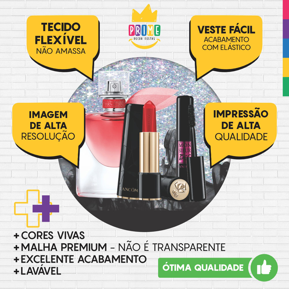 Trio Capa Cilindro + Painel Redondo 3D Maquiagem 1,50m Veste Fácil - Imagem 3