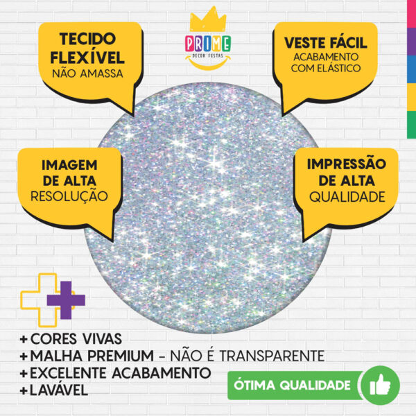 Trio Capa Cilindro + Painel Redondo 3D Glitter 1,50m Veste Fácil - Image 3