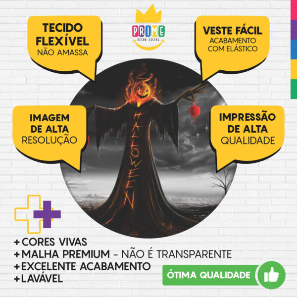Trio Capa Cilindro + Painel Redondo 3D Halloween 1,50m Veste Fácil - Image 3