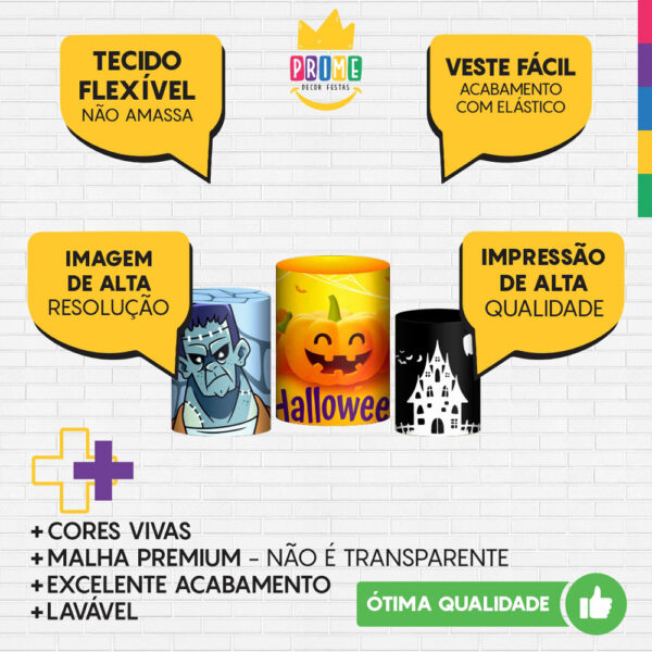 Trio Capa Cilindro Halloween 3d Em Tecido Com Elástico - Image 3