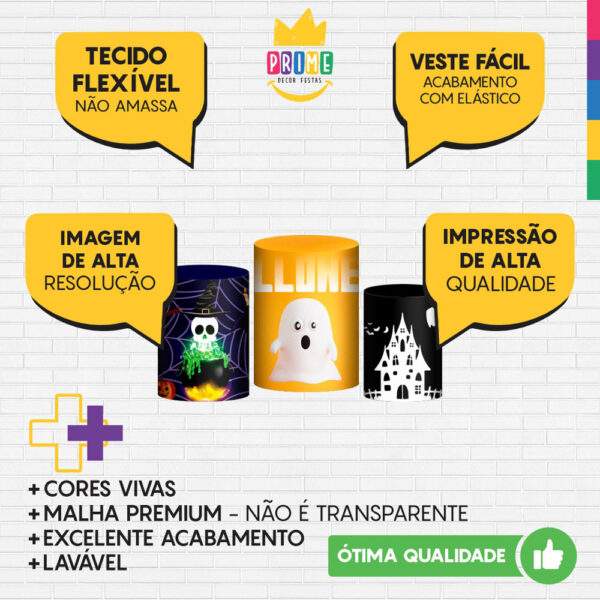 Trio Capa Cilindro Halloween 3d Em Tecido Com Elástico - Image 3