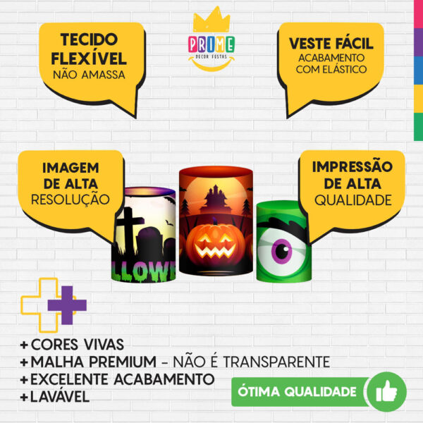 Trio Capa Cilindro Halloween 3d Em Tecido Com Elástico - Image 3