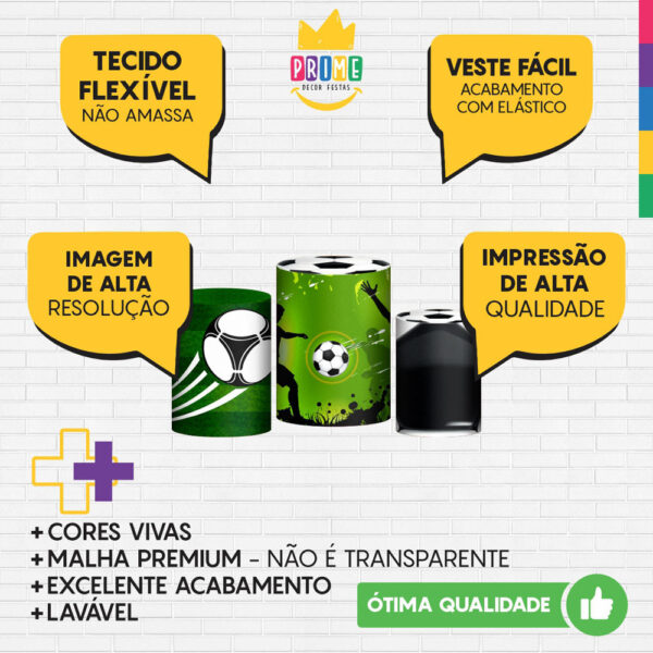 Trio Capa Cilindro Futebol Bola 3d Em Tecido Com Elástico - Image 3