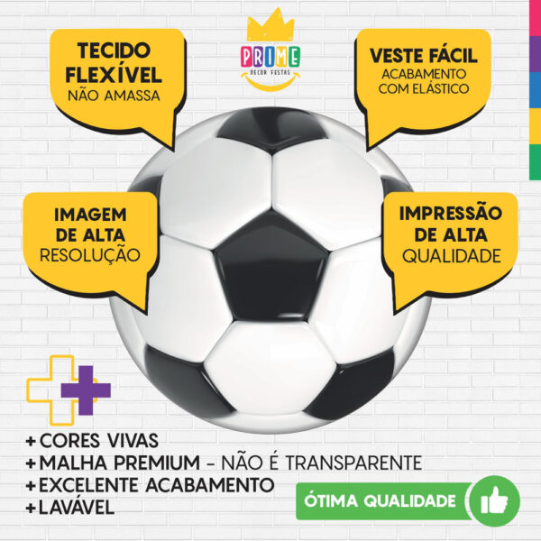 Trio Capa Cilindro + Painel Redondo 3D Futebol Bola 1,50m Veste Fácil - Image 3