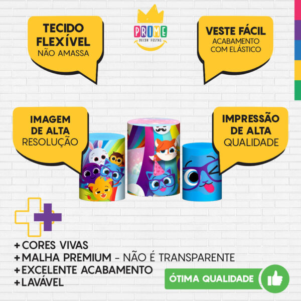 Trio Capa Cilindro Bolofofo 3d Em Tecido Com Elástico - Image 3