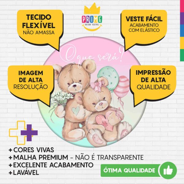 Trio Capa Cilindro + Painel Redondo 3D Chá Revelação 1,50m Veste Fácil - Image 3