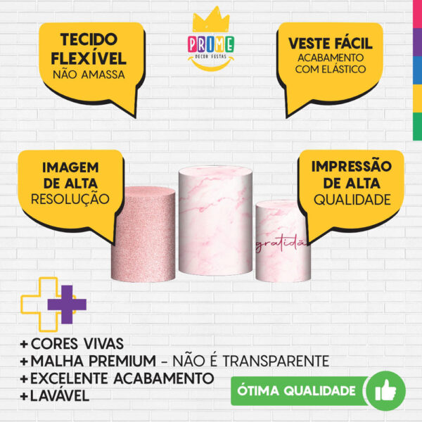 Trio Capa Cilindro Gratidão 3d Em Tecido Com Elástico - Image 3