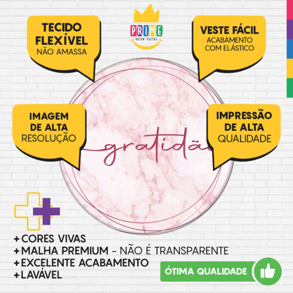 Trio Capa Cilindro + Painel Redondo 3D Gratidão 1,50m Veste Fácil - Image 3