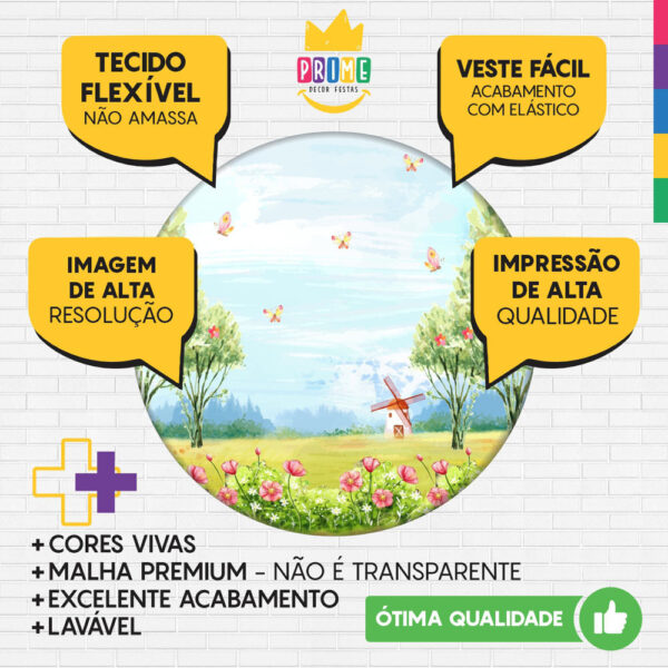 Trio Capa Cilindro + Painel Redondo 3D Gratidão 1,50m Veste Fácil - Image 3