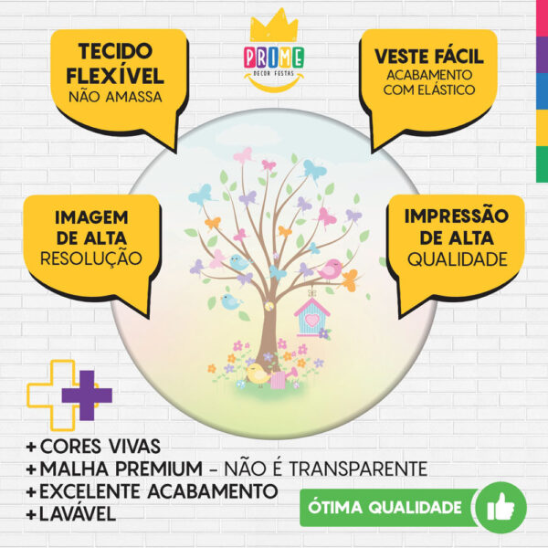 Trio Capa Cilindro + Painel Redondo 3D Jardim Candy 1,50m Veste Fácil - Image 3